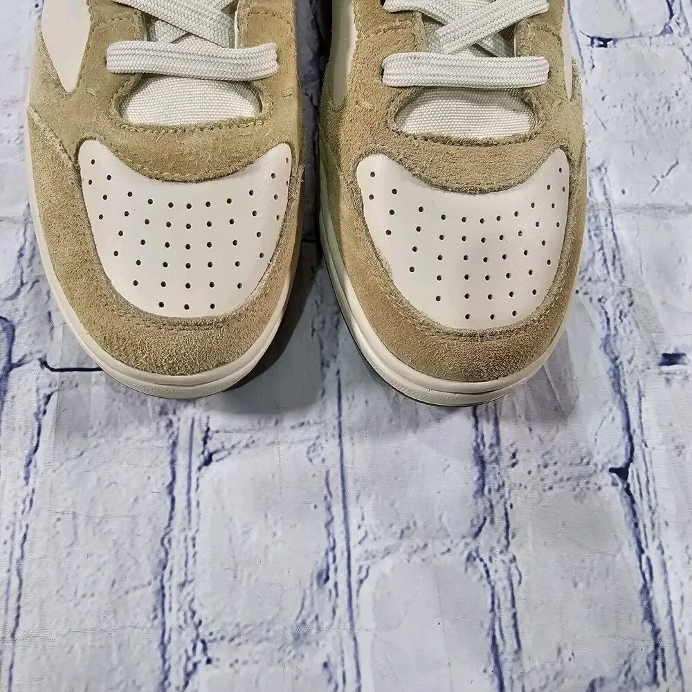 Polo Ralph Lauren MENS SZ 10.5 Court High Top Beige Suede Cow Leather Sneakers